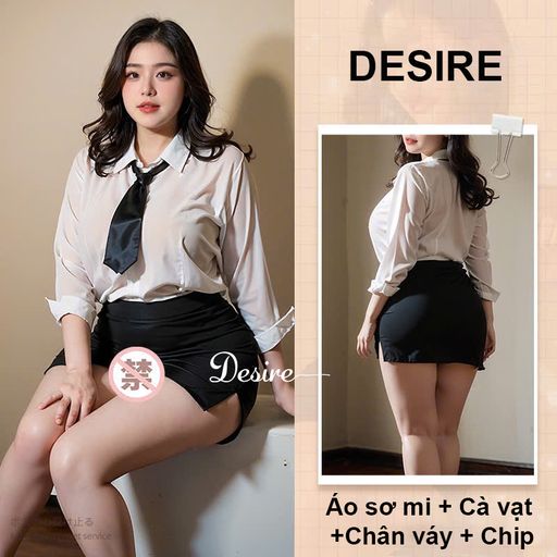 Bộ đồ ngủ Cosplay cô thư ký gợi cảm Bigsize hàng loại 1 DESIRE VN-6967 Set cơ bản F(40-55kg) - Available variant
