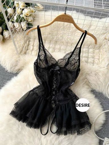 Váy ngủ ren ôm body xẻ đáy tôn dáng gợi cảm sexy VN-8494-2 Đen - Available variant