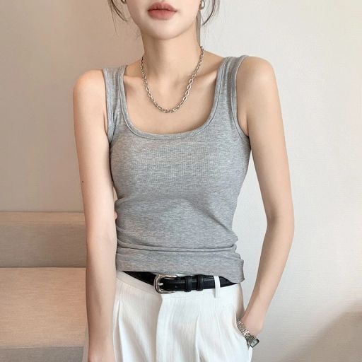 Áo ba lỗ dáng ôm cổ chữ U chất thun tăm mềm dày dặn phong cách năng động DESIRE AN-H237 Xám L - Available variant