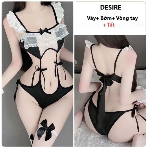 Váy ngủ cosplay cô hầu gái gợi cảm DESIRE VN-4286 Set cơ bản+ Tất L(45-56) - Available variant