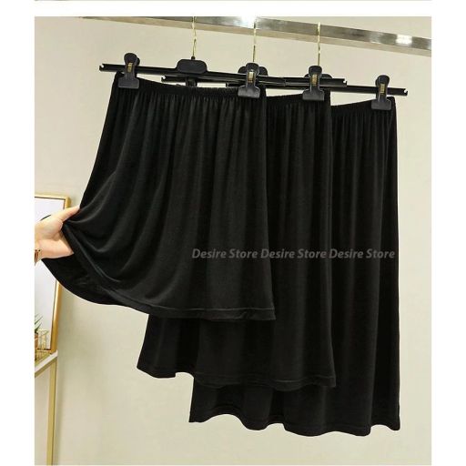 Chân Váy lót thun modal  (gỗ sồi) dáng xòe rộng thoải mái - Chân váy mặc lót thun mịn mát Desire VN-064-2 Đen 60cm trơn M - Available variant