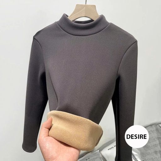 Áo cổ lọ chất Nhung len tăm lót lông cừu dày giữ nhiệt mùa đông ấm áp DESIRE H331 Xám 2XL - Available variant