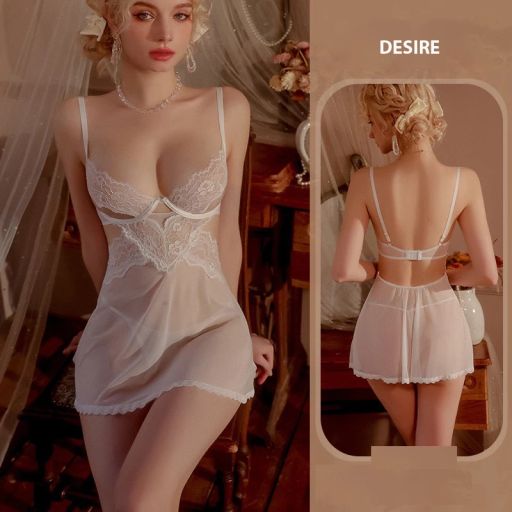 Váy ngủ ren sexy tôn vòng 1 cut out lưng gợi cảm kèm chip DESIRE VN-8633 TRẮNG - Available variant