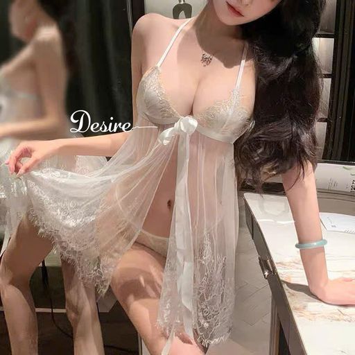 Desire Store, 7767 Váy ngủ ren xẻ tà quyến rũ - Đầm ngủ gợi cảm xuyên thấu thắt nơ ngực kèm quần chip DESIRE - 300.000 ₫