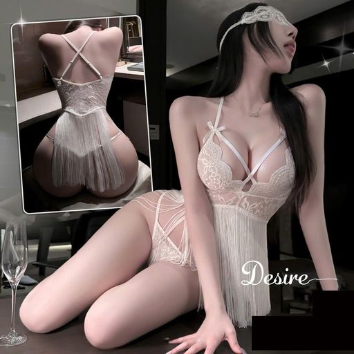 Desire Store, 9539 Váy ngủ ren tua rua sexy - Đầm ngủ hai dây hot girl xuyên thấu gợi cảm DESIRE - 300.000 ₫