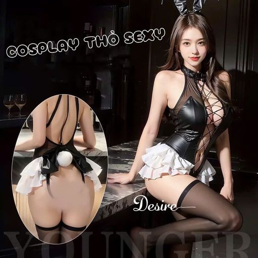 Desire Store, Váy ngủ cosplay cô nàng thỏ chất liệu da bóng phối lưới cao cấp DESIRE VN-2104 - 220.000 ₫