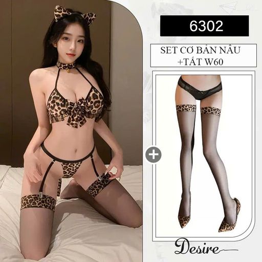 Bộ đồ lót Cosplay Cô nàng báo đốm phong cách sexy gợi cảm DESIRE VN-6302-1 Bộ lót Nâu +W60 - Available variant