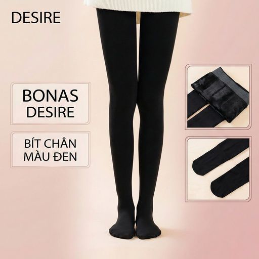 Quần Tất Nữ Dày Lót Lông Mềm Mại Ấm Áp Chính Hãng Bonas KW002 - Phù Hợp Mùa Đông Đen bít chân 200g - Available variant