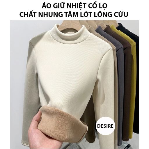 Desire Store, Áo cổ lọ chất Nhung len tăm lót lông cừu dày giữ nhiệt mùa đông ấm áp DESIRE H331 - 210.000 ₫