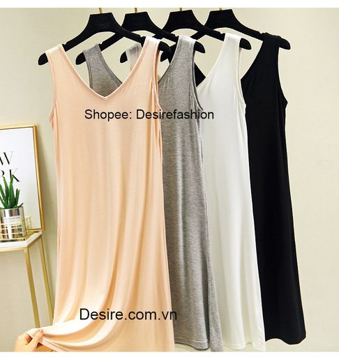 Desire Store, Đầm thun sát nách vải modal (Gỗ sồi) dáng ôm cổ tim mịn mát mùa hè BTM-1012 - 109.000 ₫