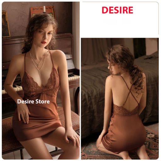 Váy ngủ lụa chéo lưng kèm chip lọt khe gợi cảm sexy Desire VN-780 Váy Cam + chip L - Available variant