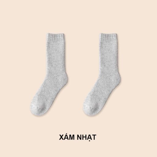Combo Tất len dày siêu ấm chính hãng BONAS Style Nhật Bản phong cách đơn giản sang trọng MW-1884 Xám nhạt Combo 5 đôi - Available variant