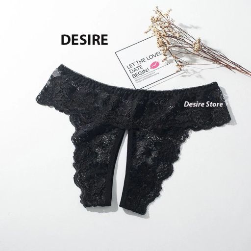 Quần lót ren sexy xẻ đáy gợi cảm DESIRE QL-5009 Đen (Lẻ 1 quần) Form>53kg Vòng3>88cm - Available variant