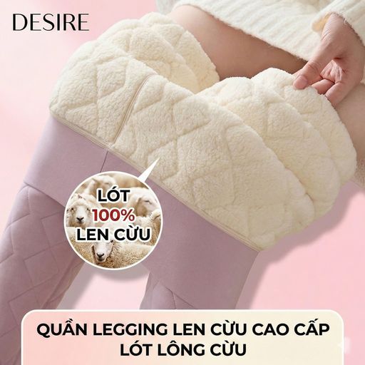 Quần legging lưng cao lót lông cừu dày nhung mịn giữ nhiệt mùa đông ấm áp định hình dáng QGN-9134-1 HỒNG M - Available variant