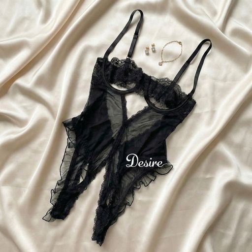 Bộ váy ngủ liền thân Bodysuit ren có gọng DESIRE VN-8914 Váy Đen M(40-52kg) - Available variant