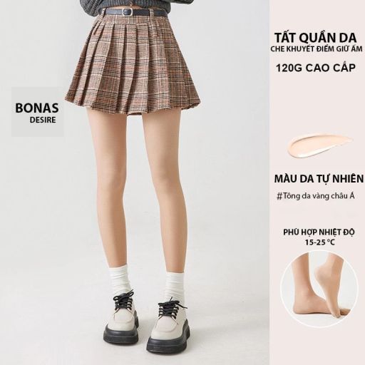 Tất quần da 120G dày hai lớp lót nỉ giữ ấm che khuyết điểm định hình dáng CHÍNH HÃNG BONAS T-014 120G DA TỰ NHIÊN - Available variant