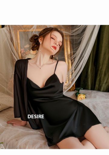 Desire Store, Set Váy ngủ lụa và áo choàng hai dây cổ đổ cao cấp gợi cảm kèm áo choàng Desire VN-1910 - 205.000 ₫
