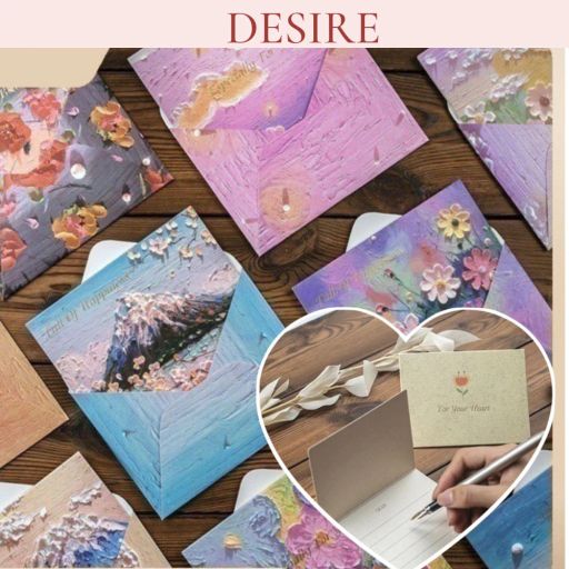 Desire Store, Thiệp kraft cao cấp tranh sơn dầu cao cấp (Bộ 1 thiệp 1 bì) chúc mừng sinh nhật, cảm ơn - 12.000 ₫
