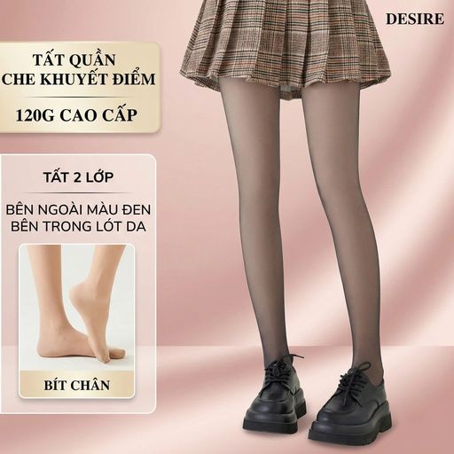 Tất quần đen lót da 120G dày hai lớp lót nỉ giữ ấm che khuyết điểm định hình dáng CHÍNH HÃNG BONAS T-014 120 Đenlótda bítchân - Available variant