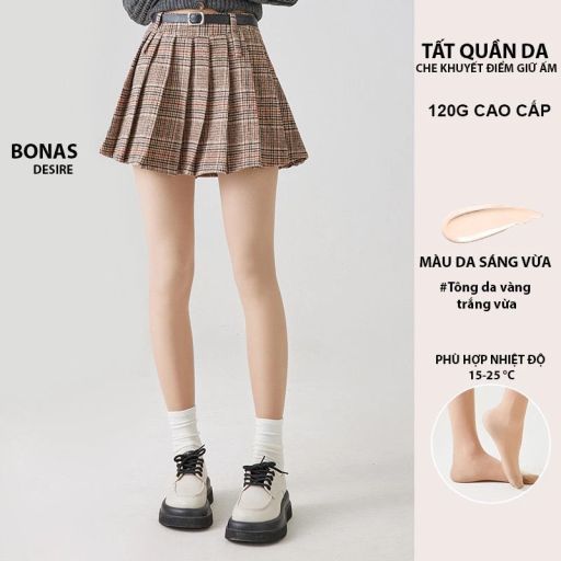 Tất quần da 120G dày hai lớp lót nỉ giữ ấm che khuyết điểm định hình dáng CHÍNH HÃNG BONAS T-014 120G DA SÁNG VỪA - Available variant