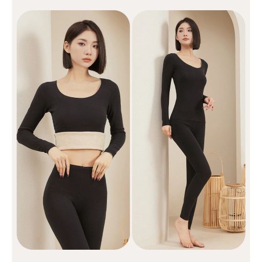 Đồ bộ giữ nhiệt mùa đông siêu nhẹ ấm áp không đường viền MYC HOME chất Nhung lót Len cừu MYC-01 Nguyên bộ đen MYC M - Available variant