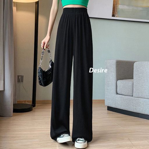 Quần Culottes Nữ Quần Dài Nữ Cạp Chun Ống Rộng Vải Thun H789 Đen XL - Available variant