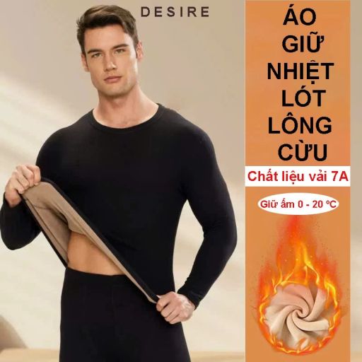 Desire Store, Áo giữ nhiệt Len lót lông cừu Cashmere kháng khuẩn 7A cho nam giữ nhiệt chống lạnh DESIRE AGN-01 - 315.000 ₫
