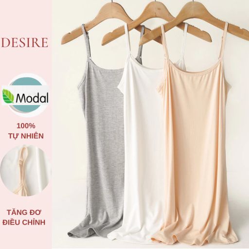 Desire Store, Váy hai dây Váy mặc lót chất thun modal (Gỗ sồi) dáng ôm body cổ ngang có TĂNG ĐƠ điều chỉnh DESIRE VN-062 - 89.000 ₫