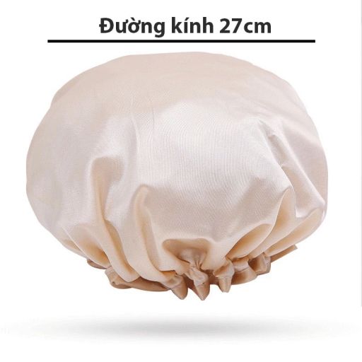 Mũ tắm, mũ ủ tóc Lụa satin bóng 2 lớp dày dặn chống thấm nước tốt TT-001 Be 27cm - Available variant