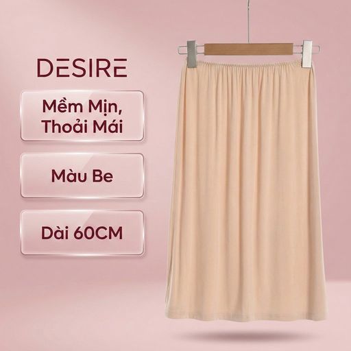 Chân Váy lót thun modal  (gỗ sồi) dáng xòe rộng thoải mái - Chân váy mặc lót thun mịn mát Desire VN-064-2 Be 60cm trơn M - Available variant