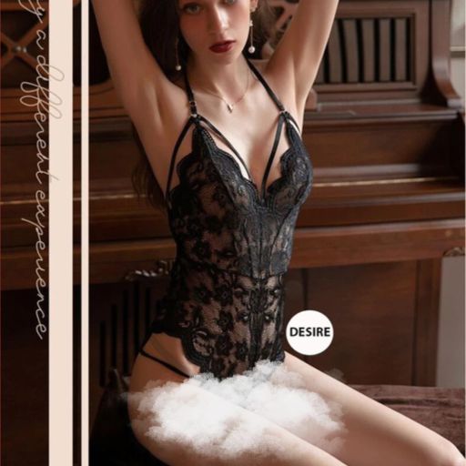 Bộ Váy ngủ liền thân Bodysuit ren mềm xẻ đáy Jump ren gợi cảm sexy VN-8250 Đen L - Available variant