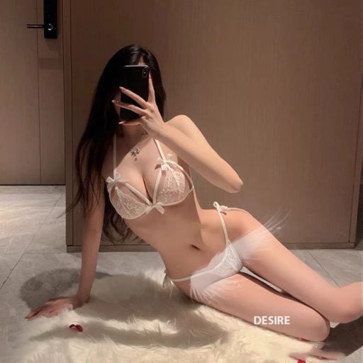 Bộ đồ lót ren quần lọt khe áo cột dây ren xuyên thấu sexy gợi cảm  VN-8601-1 Nội y trắng - Available variant