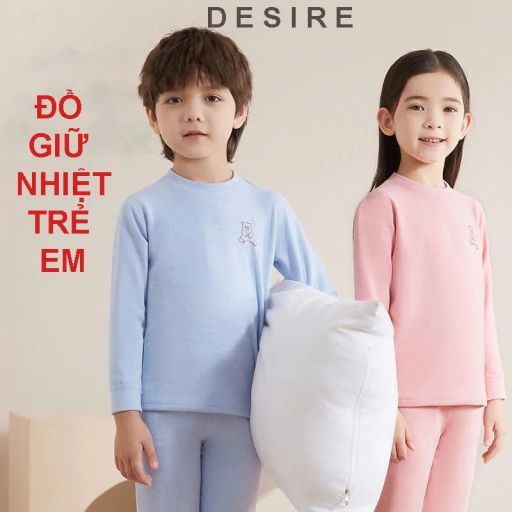 Desire Store, Đồ bộ giữ nhiệt trẻ em cổ tròn chất liệu vải nhung lót Len Cashmere siêu nhẹ mềm mại ấm áp DGN-005 - 315.000 ₫