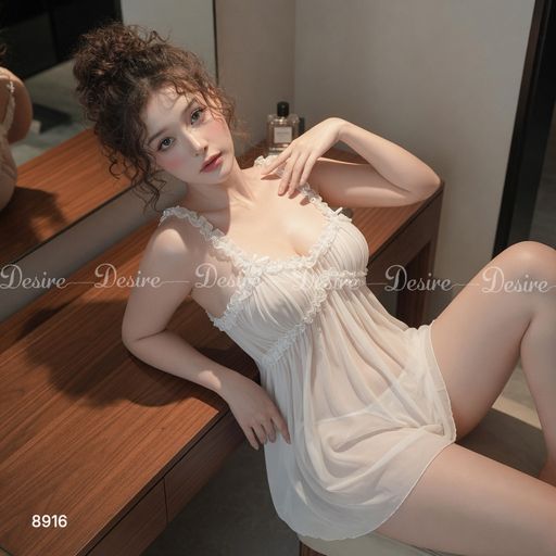 Desire Store, 8916 Váy Ngủ Ren dáng Babydoll Nữ Tính – Viền Ren Hoa Cao Cấp DESIRE (Feminine Babydoll Lace Nightgown – Featuring Premium Floral Lace Trim by DESIRE 8916) - 500.000 ₫