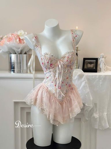 Đầm ngủ Váy ngủ hoa nhí hai dây cúp ngưc kèm chip sexy, gợi cảm DESIRE VN-1208 Hồng nhạt M - Available variant