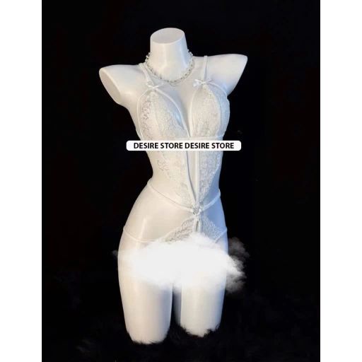 Bodysuit ren Jump ren xuyên thấu xẻ đáy cosplay gợi cảm sexy VN-8656-1 Trắng - Available variant