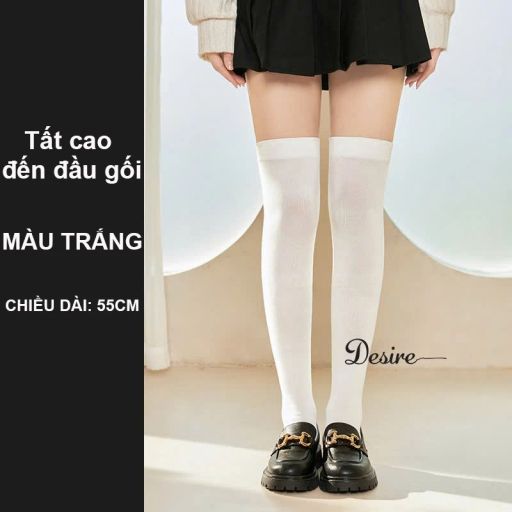 Tất thun len nữ chính hãng BONAS Style Nhật Bản chất đẹp cao cấp phong cách đơn giản sang trọng DS-3336 Trắng 55cm - Available variant