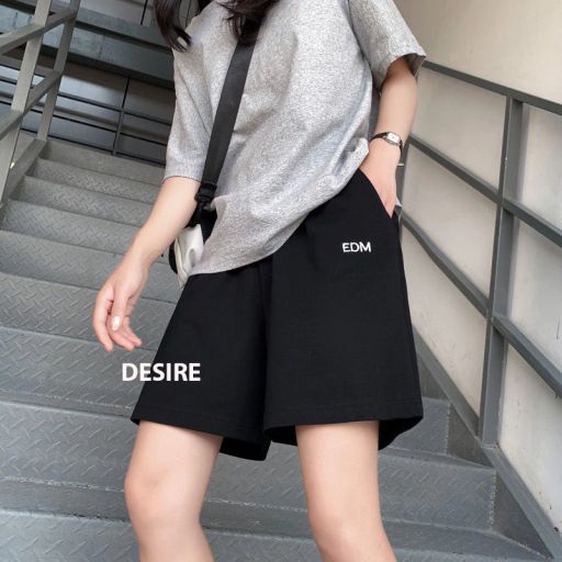 Quần đùi quần short unisex EDM chất thun dày mịn mát DESIRE QN-06 Đen L - Available variant