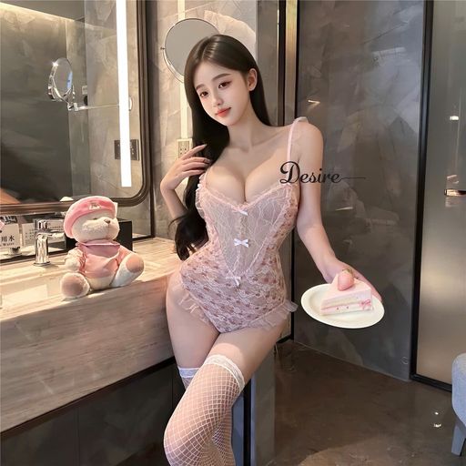 Desire Store, Bodysuit Ren Hoa Nhí Phối Nơ Phong Cách Tiểu Thư Ngọt Ngào - Váy Ngủ Sexy DESIRE VN-1336 - 250.000 ₫