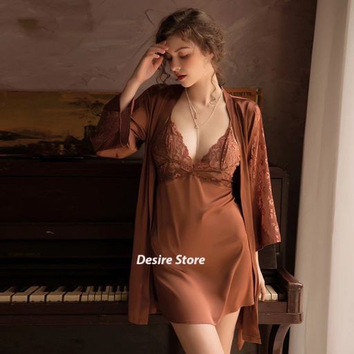 Desire Store, Áo choàng ngủ lụa choàng cô dâu Bride phối ren cực quyến rũ VN-780 - 300.000 ₫