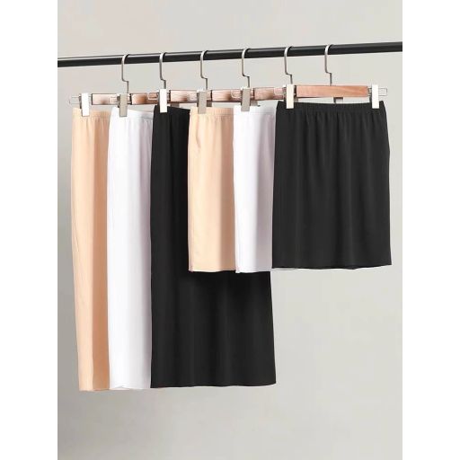 Chân váy lót dáng ôm Thun Modal (Gỗ sồi) co dãn mát mịn Chân váy mặc lót trong VNN-0098 Đen trơn 40cm - Available variant