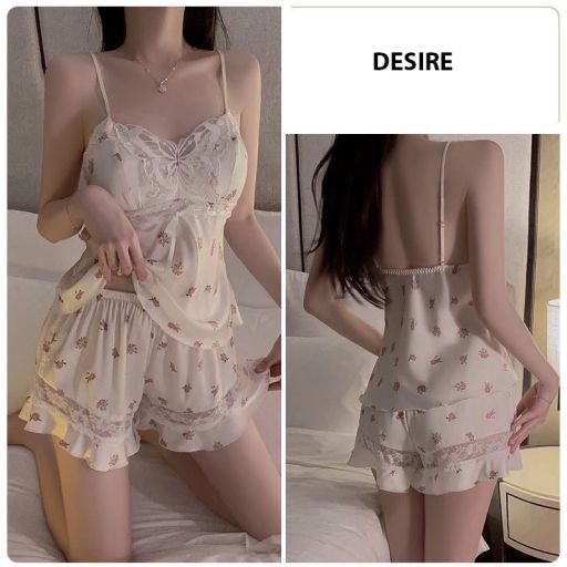 Đồ bộ hai dây quần dài chất lụa mềm hàng loại 1 DESIRE VN-4246 Bộ quần đùi M - Available variant