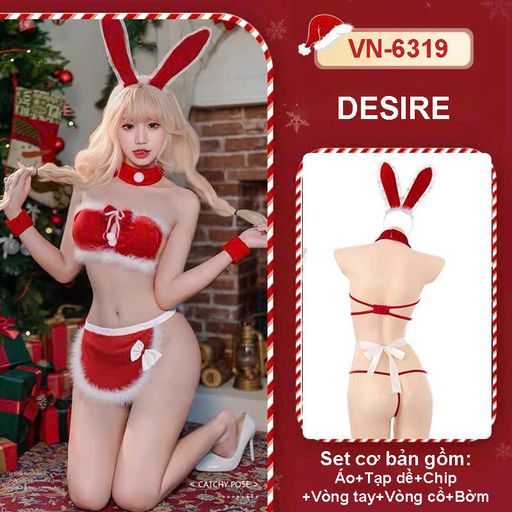 Bộ Váy ngủ Cosplay cô nàng thỏ quyến rũ chủ đề Giáng sinh Noel DESIRE VN-6319 Set cơ bản - Available variant