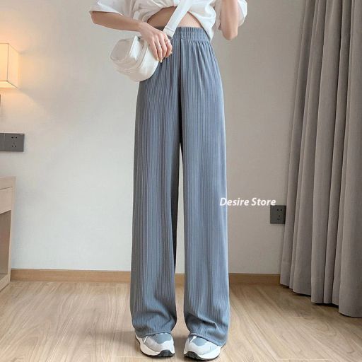 Quần Culottes Nữ Quần Dài Nữ Cạp Chun Ống Rộng Vải Thun H789 Xám ghi XL - Available variant