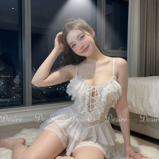 Váy ngủ ren cao cấp hai dây ôm body gợi cảm Desire VN-8497 Trắng - Available variant