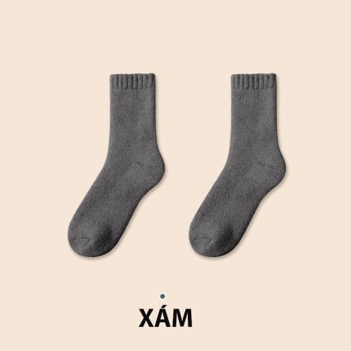 Tất len dày siêu ấm chính hãng BONAS Style Nhật Bản phong cách đơn giản sang trọng MW-1884 XÁM ĐẬM 1 đôi - Available variant