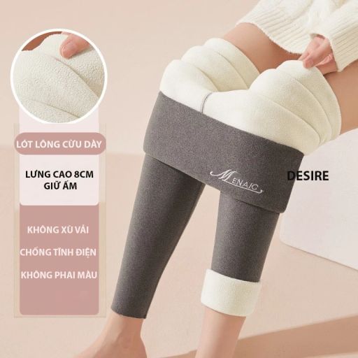 Quần legging M ENAIC lưng cao lót lông cừu nhung mịn giữ nhiệt mùa đông ấm áp định hình dáng QGN-9105014 XÁM ĐẬM M 40-51KG - Available variant