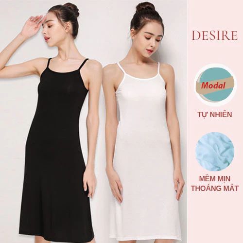 Desire Store, Đầm hai dây - Váy hai dây mặc lót thun modal (Gỗ sồi) dáng suông cổ thuyền Desire VNN-0044N - 245.000 ₫