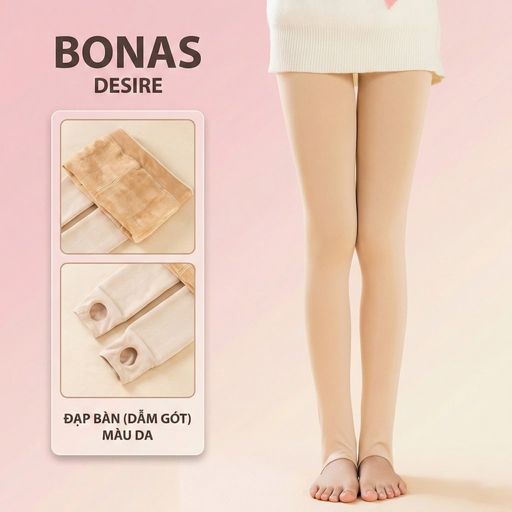 Quần Tất Nữ Dày Lót Lông Mềm Mại Ấm Áp Chính Hãng Bonas KW002 - Phù Hợp Mùa Đông Da hở gót 200g - Available variant