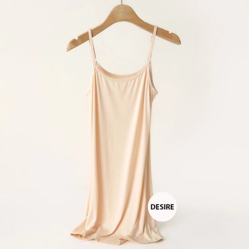Váy hai dây Váy mặc lót chất thun modal (Gỗ sồi) dáng ôm body cổ ngang có TĂNG ĐƠ điều chỉnh DESIRE VN-062 Nude ngắn 80cm L - Available variant